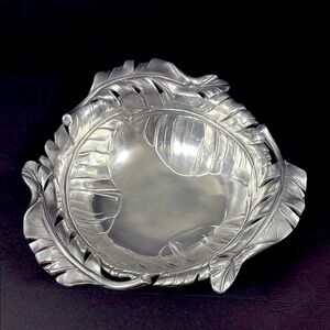 ARTHUR COURT 1999 Palm Leaf Pewter Large Serving Bowl 12.75 x 4.5"